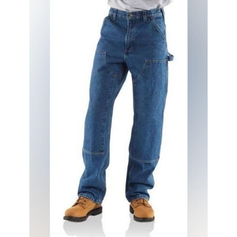 Carhartt B73 Dark Stone Double Front Logger Dungaree Jeans 44x32 Loose Fit NWT